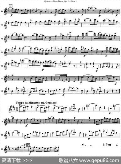 匡茨G大调长笛二重奏Op.2——Flute1（No.3）|Quantz（匡茨）