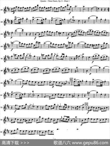 匡茨G大调长笛二重奏Op.2——Flute1（No.3）|Quantz（匡茨）