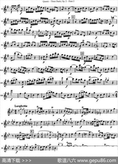 匡茨G大调长笛二重奏Op.2——Flute2（No.1）|Quantz（匡茨）