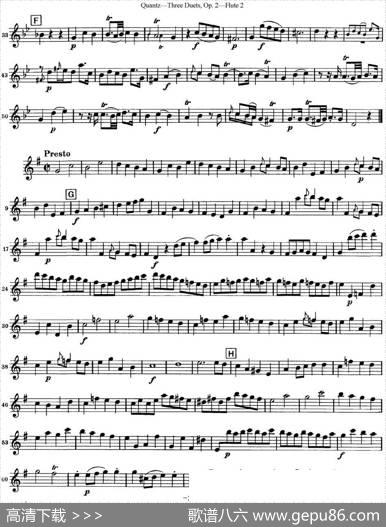 匡茨G大调长笛二重奏Op.2——Flute2（No.1）|Quantz（匡茨）