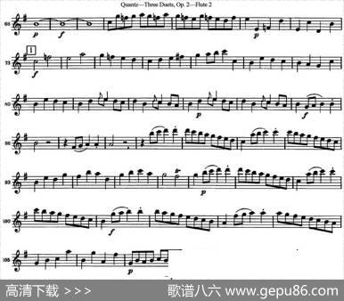 匡茨G大调长笛二重奏Op.2——Flute2（No.1）|Quantz（匡茨）
