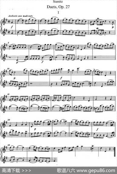 斯塔米茨二重奏长笛练习曲Op.27（No.1）|Stamitz(斯塔米茨)