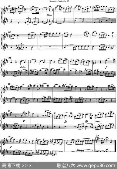 斯塔米茨二重奏长笛练习曲Op.27（No.2）|Stamitz(斯塔米茨)