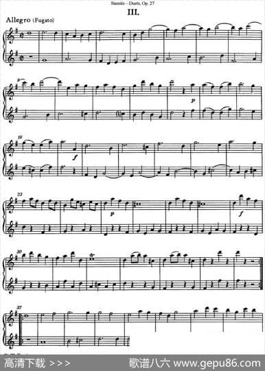 斯塔米茨二重奏长笛练习曲Op.27（No.3）|Stamitz(斯塔米茨)