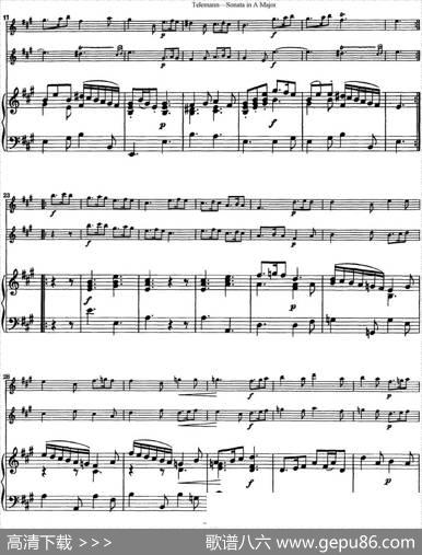 台莱曼A大调双长笛与钢琴奏鸣曲|Telemann（台莱曼）