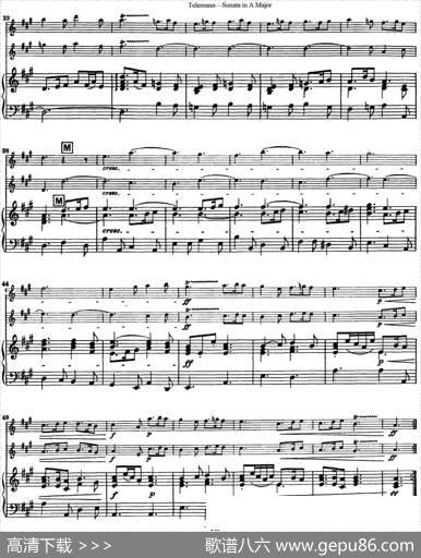 台莱曼A大调双长笛与钢琴奏鸣曲|Telemann（台莱曼）