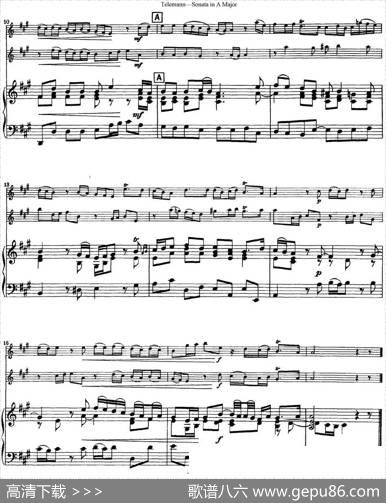 台莱曼A大调双长笛与钢琴奏鸣曲|Telemann（台莱曼）