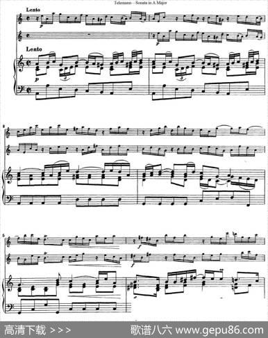 台莱曼A大调双长笛与钢琴奏鸣曲|Telemann（台莱曼）