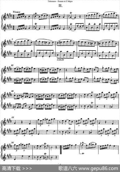 台莱曼E大调双长笛奏鸣曲（No.2）|Telemann（台莱曼）