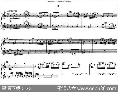 台莱曼E大调双长笛奏鸣曲（No.3）|Telemann（台莱曼）