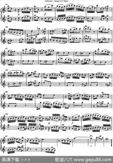 台莱曼E大调双长笛奏鸣曲（No.3）|Telemann（台莱曼）