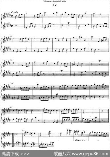 台莱曼E大调双长笛奏鸣曲（No.4）|Telemann（台莱曼）