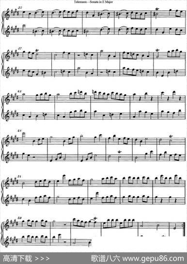 台莱曼E大调双长笛奏鸣曲（No.4）|Telemann（台莱曼）