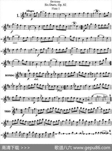 德维埃纳六个长笛二重奏小段Op.82——Flute1（NO.1）|Devienne（德维埃纳）