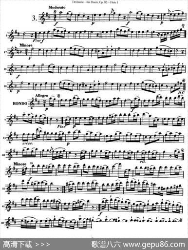 德维埃纳六个长笛二重奏小段Op.82——Flute1（NO.3）|Devienne（德维埃纳）