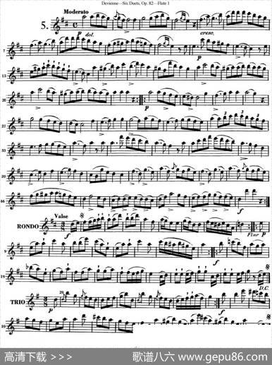 德维埃纳六个长笛二重奏小段Op.82——Flute1（NO.5）|Devienne（德维埃纳）
