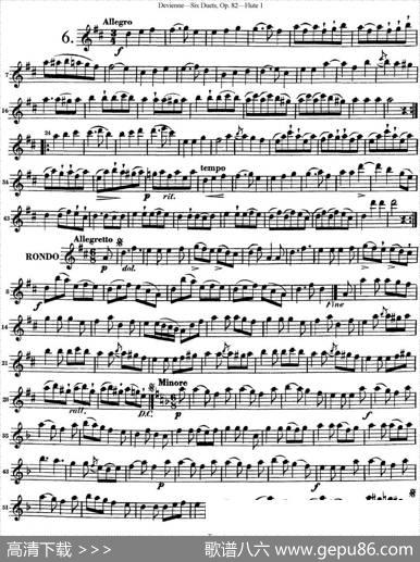 德维埃纳六个长笛二重奏小段Op.82——Flute1（NO.6）|Devienne（德维埃纳）