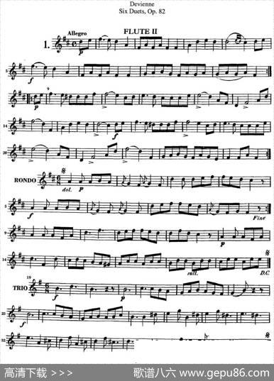 德维埃纳六个长笛二重奏小段Op.82——Flute2（NO.1）|Devienne（德维埃纳）