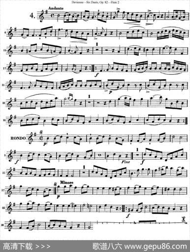 德维埃纳六个长笛二重奏小段Op.82——Flute2（NO.4）|Devienne（德维埃纳）