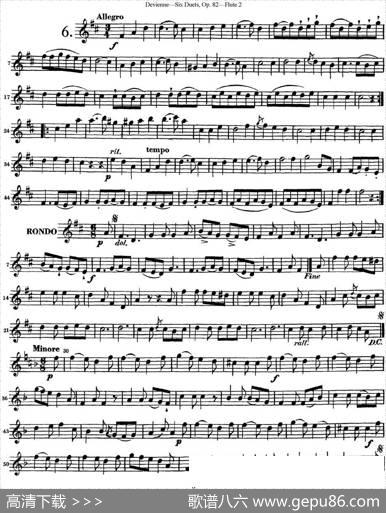德维埃纳六个长笛二重奏小段Op.82——Flute2（NO.6）|Devienne（德维埃纳）