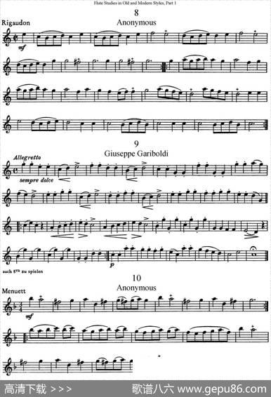 斯勒新老风格长笛练习重奏曲（第一部分）（NO.8-NO.10）|SiegfriedThieleS.(斯勒)