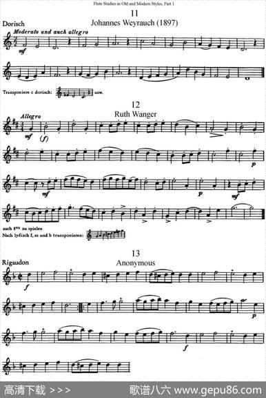 斯勒新老风格长笛练习重奏曲（第一部分）（NO.11-NO.13）|SiegfriedThieleS.(斯勒)