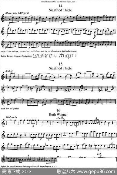 斯勒新老风格长笛练习重奏曲（第一部分）（NO.14-NO.16）|SiegfriedThieleS.(斯勒)