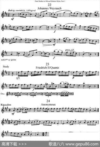 斯勒新老风格长笛练习重奏曲（第一部分）（NO.22-NO.26）|SiegfriedThieleS.(斯勒)