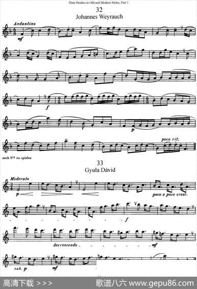斯勒新老风格长笛练习重奏曲（第一部分）（NO.32-NO.35）|SiegfriedThieleS.(斯勒)