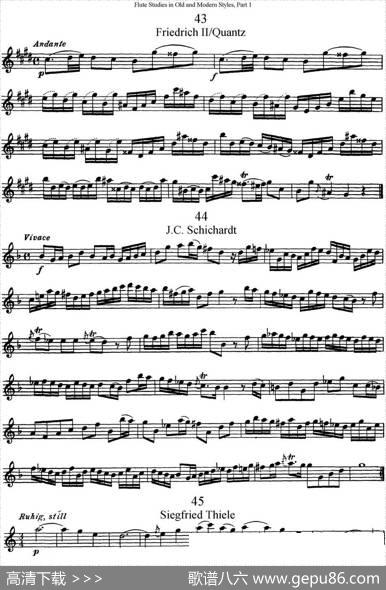斯勒新老风格长笛练习重奏曲（第一部分）（NO.43-NO.46）|SiegfriedThieleS.(斯勒)