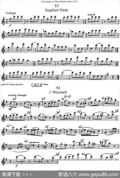 斯勒新老风格长笛练习重奏曲（第一部分）（NO.53-NO.56）|SiegfriedThieleS.(斯勒)