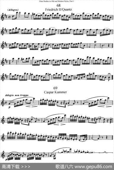 斯勒新老风格长笛练习重奏曲（第一部分）（NO.68-NO.70）|SiegfriedThieleS.(斯勒)