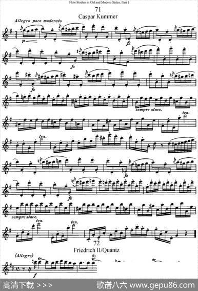 斯勒新老风格长笛练习重奏曲（第一部分）（NO.71-NO.73）|SiegfriedThieleS.(斯勒)