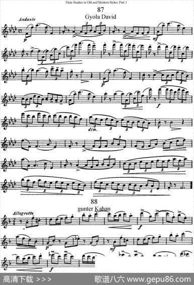 斯勒新老风格长笛练习重奏曲（第一部分）（NO.87-NO.90）|SiegfriedThieleS.(斯勒)