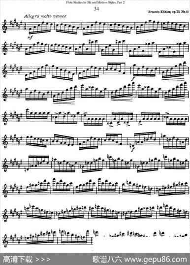 斯勒新老风格长笛练习重奏曲（第二部分）（NO.34）|SiegfriedThieleS.(斯勒)