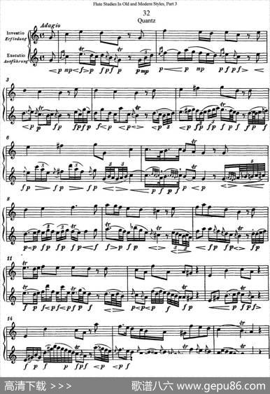 斯勒新老风格长笛练习重奏曲（第三部分）（NO.32）|SiegfriedThieleS.(斯勒)