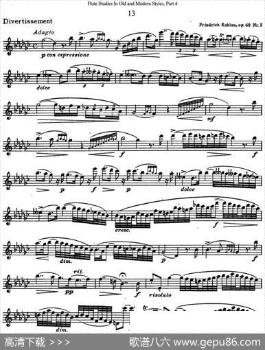 斯勒新老风格长笛练习重奏曲（第四部分）（NO.13）|SiegfriedThieleS.(斯勒)