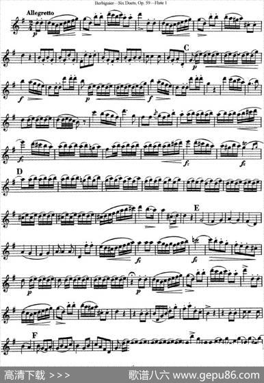 博比格6首长笛二重奏练习曲Op.59（Flute1）|Berbiguier（博比格）