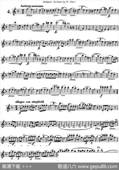 博比格6首长笛二重奏练习曲Op.59（Flute1）|Berbiguier（博比格）