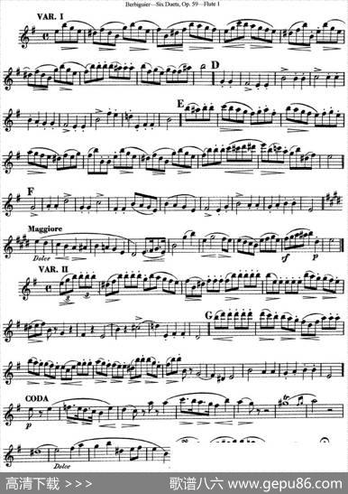 博比格6首长笛二重奏练习曲Op.59（Flute1）|Berbiguier（博比格）