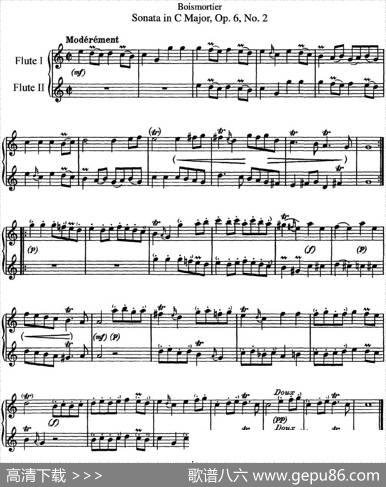 博伊斯卯绨C大调双长笛奏鸣曲Op.6（NO.2）|Boismortier(博伊斯卯绨)