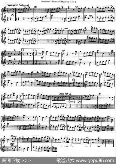 博伊斯卯绨C大调双长笛奏鸣曲Op.6（NO.2）|Boismortier(博伊斯卯绨)