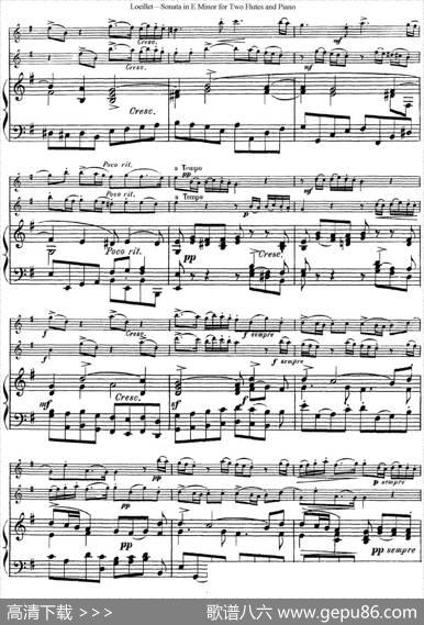 罗埃莱特E小调双长笛与钢琴奏鸣曲|Loeillet（罗埃莱特）