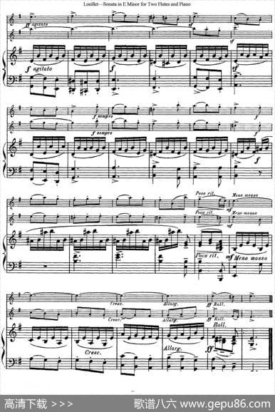 罗埃莱特E小调双长笛与钢琴奏鸣曲|Loeillet（罗埃莱特）