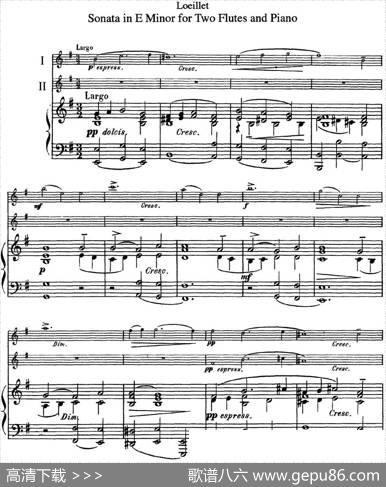 罗埃莱特E小调双长笛与钢琴奏鸣曲|Loeillet（罗埃莱特）