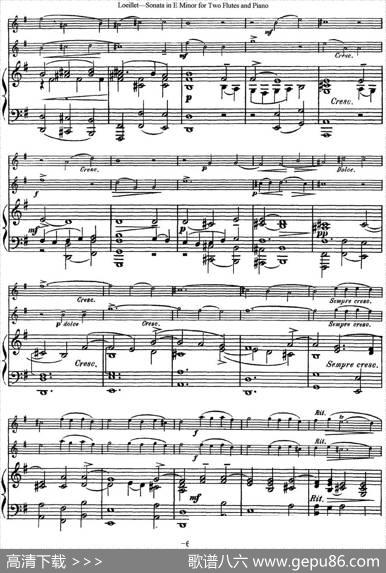 罗埃莱特E小调双长笛与钢琴奏鸣曲|Loeillet（罗埃莱特）