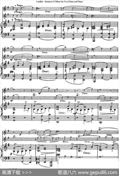 罗埃莱特E小调双长笛与钢琴奏鸣曲|Loeillet（罗埃莱特）