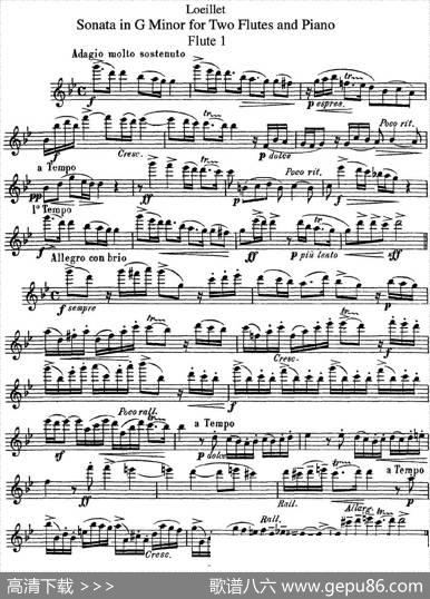 罗埃莱特G小调双长笛与钢琴奏鸣曲|Loeillet（罗埃莱特）