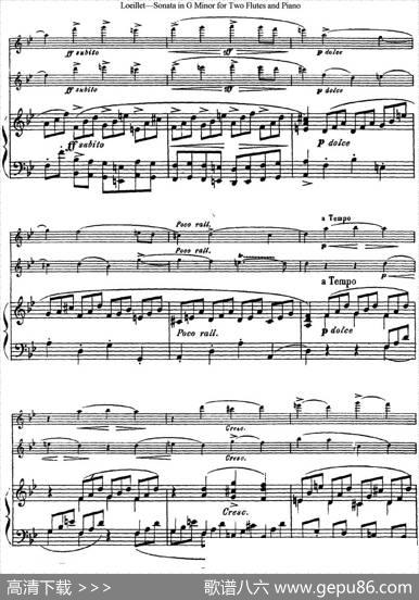 罗埃莱特G小调双长笛与钢琴奏鸣曲|Loeillet（罗埃莱特）