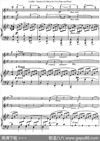 罗埃莱特G小调双长笛与钢琴奏鸣曲|Loeillet（罗埃莱特）